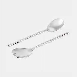 Elegant Silver Bamboo Handle Utensil Set